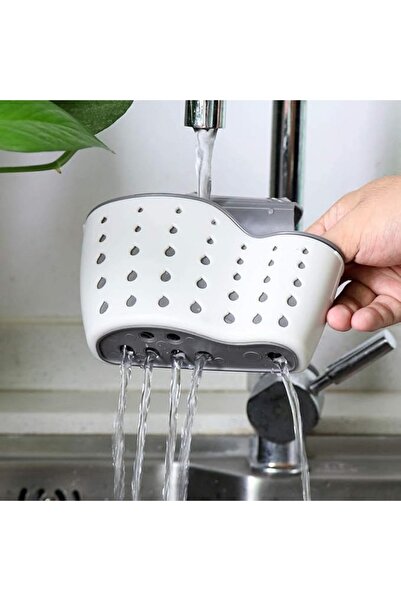 seahome Silicone Hanging Kitchen Basket, Sink Sponge Holder with Strap, Kitchen and Bathroom 1 Piece M-1889