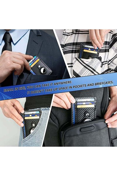 SUVEK Airtag Wallet, Pu Leather, Black, 8.5 X 11 X 1 Cm