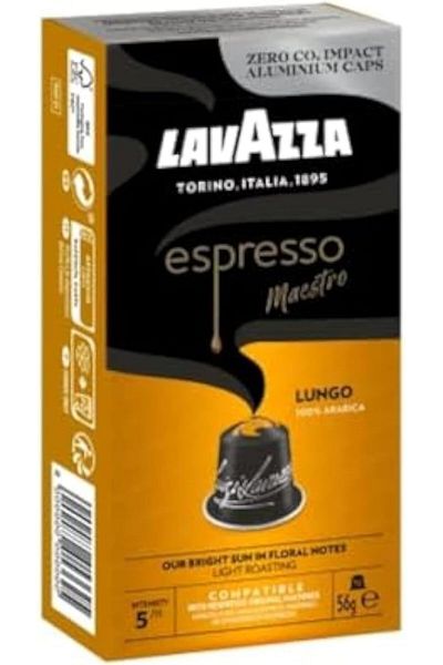 LavAzza Espresso Lavazza Lungo Light Roast 100% Arabica Aluminum Capsules (Pack of 10)