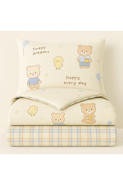 Pazar Home Bedding مفرش مفرد للاطفال من ٤ قطع قطني - بازار هوم كارديف بحشوة مخيطة