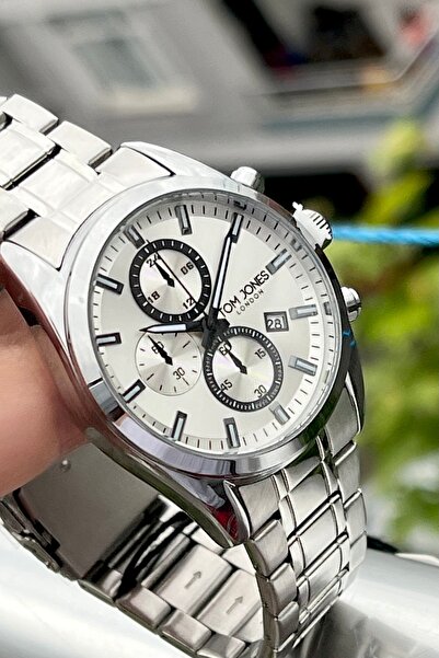 Tom Jones Orijinal Marka Spor Gümüş Renk Çelik Erkek Kol Saati Su Geçirmez Ve...