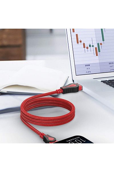 JianHan Usb C Cable Set Of 3, Copper/nylon, Red/black, 1/1.5 M