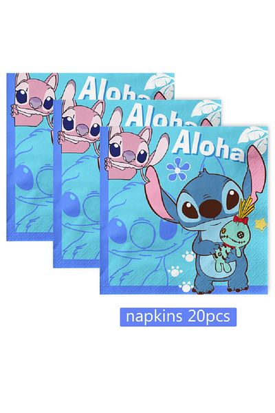 Disney 20pcs Napkin Lilo & Stitch Baby Shower Party Print Napkins Party Stitch Angle Napkins Dinner Napkin