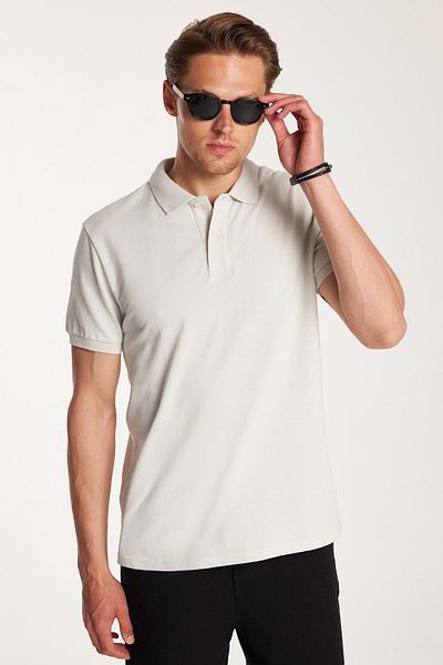 Tudors Ανδρικό T-shirt Slim Fit Slim Fit 100% βαμβακερό γκρι γιακά πόλο