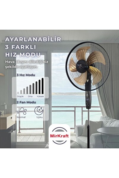 Mirkraft Fs-k5018 18'' Dc Motor 5 Metal Kanatlı Uzaktan Kumandalı Ayaklı Vantilatör