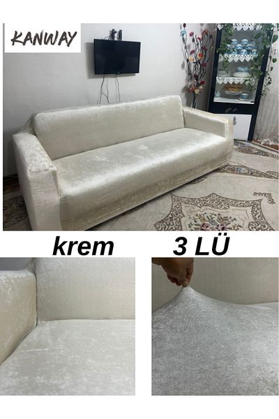 kanway Țesătură din catifea (3 bucăți) Husă pentru scaun Elastic Flexibil Lavabil Husă pentru canapea extensibilă