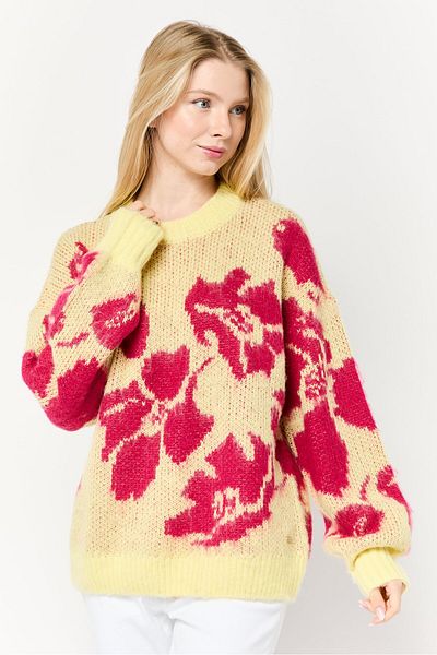 Scotch & Soda Women Crew Neck Crochet Sweater, Multicolor