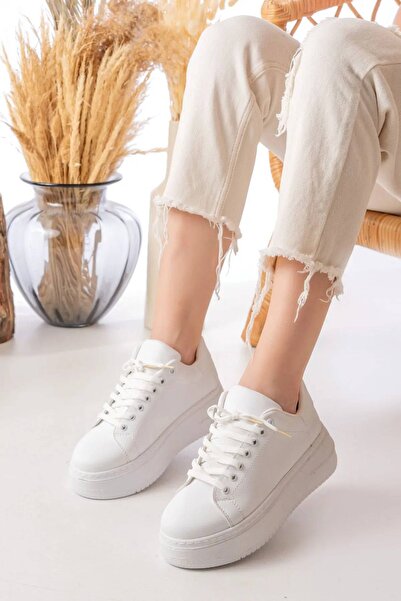 MRSO SHOES Γυναικεία αθλητικά παπούτσια με κορδόνια από λευκό ματ δέρμα Oscar