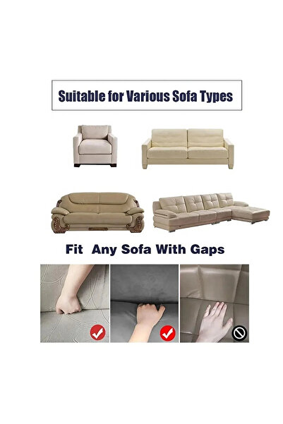 kanway Kadife Kumaş ( 3lü ) Koltuk Örtüsü Lastikli Esnek Yıkanabilir Koltuk Kanepe Çekyat Kılıfı