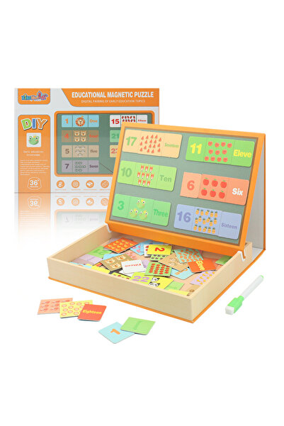 KidLe ألعاب خشبية تعليمية للأطفال الصغار، ألغاز مغناطيسية، حامل فني خشبي مزدوج