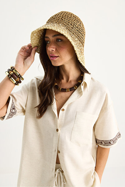 Bianco Lucci Women's Gradient Color Transition Hand Knitted Straw Hat 14404 60801008