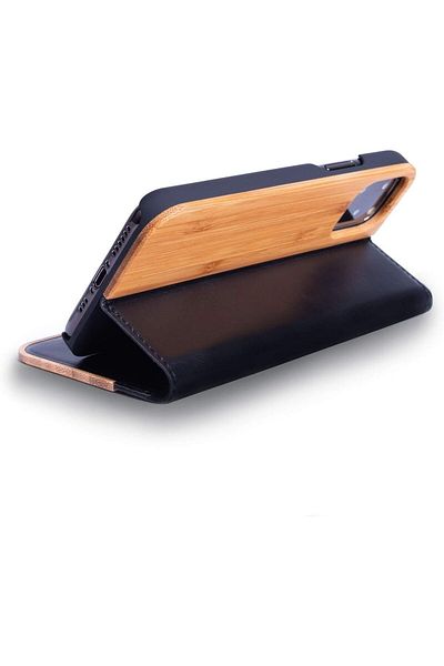Karll Protective Phone Case For Iphone 12 Mini, Wood/tpu, Black/natural, 6.1 Inches