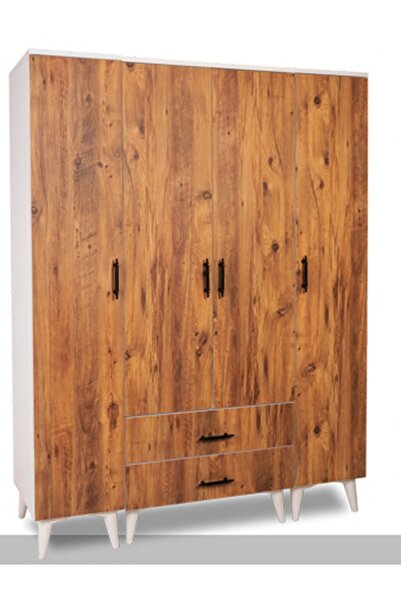 OnurEvimde 4 Kapaklı Askılı Çekmeceli Dolap Raflı Dolap Kurulu Hazır Teslim 1...