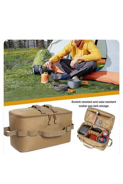 Choice Khaki Outdoor Camping Gas Tank Storage Bag Large Capacity Ground Nail Tool Bag Gas Canister Picnic C