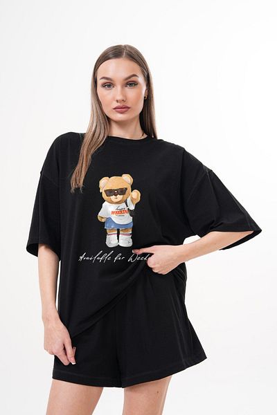 LOU MODA - Women's Bear Printed Cotton Tshirt Oversized Large Size