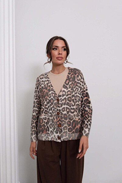 Hatun Atila HatunAtila Leopar Desenli Triko Hırka 50341-1