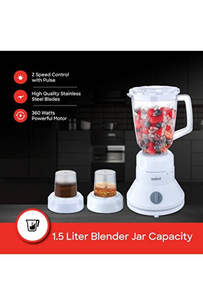 Sanford Sanford 3-in-1 Multifunctional Blender, Chopper and Grinder, 350W, 1.5L, White