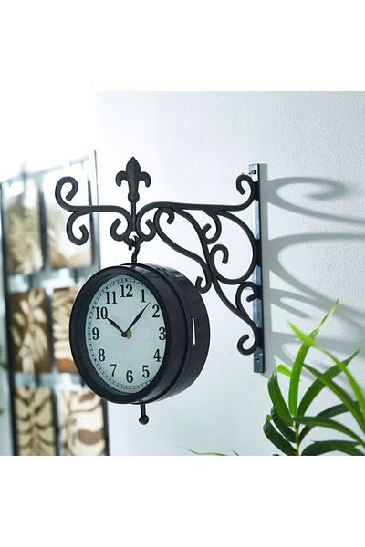 Home Box Gilbert Double Sided Clock Black/white 34.5x40x9cm