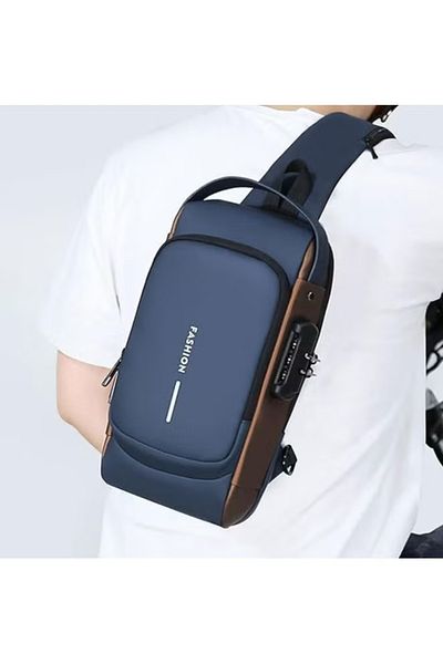 Primo Plus Chest Strap Shoulder Bag, Men's Anti-Theft Waterproof Oxford Cloth Crossbody Bag with USB Charging Port