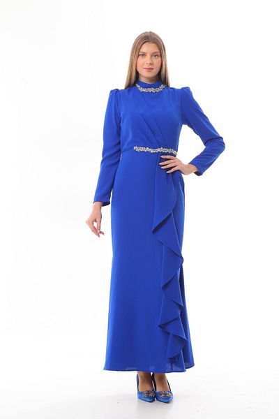 Marvella By Rasha فستان بحزام حجري وياقة