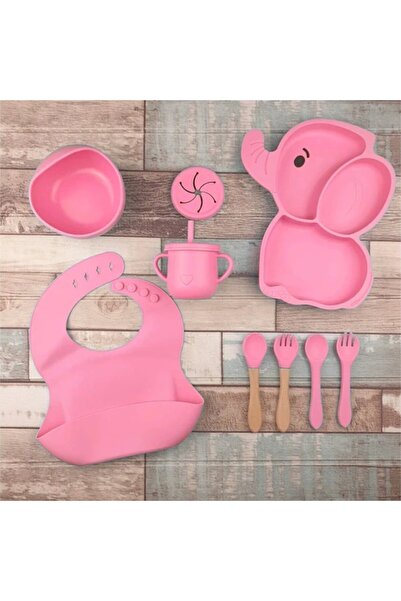 Optim Solution Σετ φαγητού 10 τεμαχίων για μωρά και νήπια, σιλικόνη/ξύλο, αντιολισθητικό, χωρίς αλλεργιογόνα, μοντέλο ελέφαντα