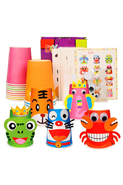 KidLe صندوق أكواب ورقية مصنوع يدويًا للأطفال، ملصقات أكواب ورقية يدوية الصنع،...