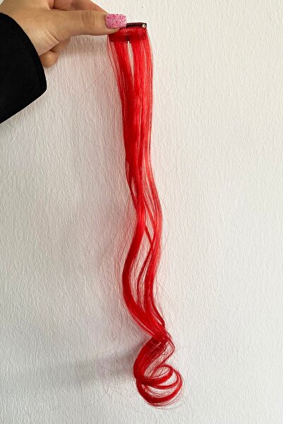 TAKIŞTIR Side Snap Hairpiece / Red Wavy / 45 Cm