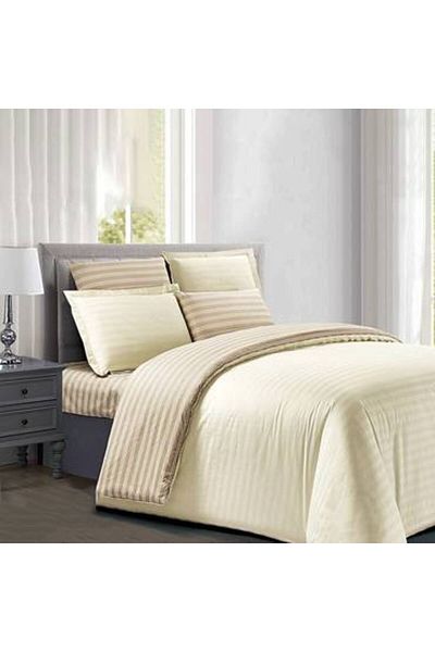 Pazar Home Bedding Bazaar Home Brera 4-piece striped cotton double bed sheet with fixed filling.