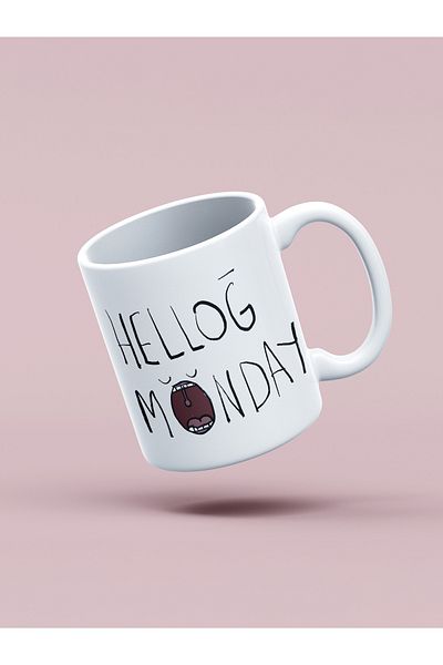 daystore كوب مطبوع عليه Hellog Monday