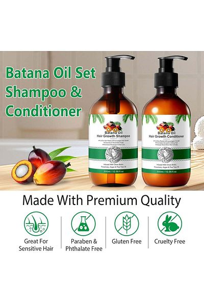 NOVA KISS Premium Hair Growth Set, Shampoo and Conditioner with Batana Oil, NOVA KISS® 2 x 300 ml