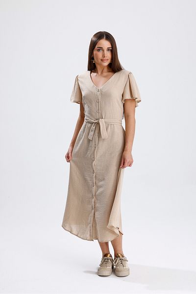 jöns since 1997 Women's V-Neck Belted Linen Long Dress