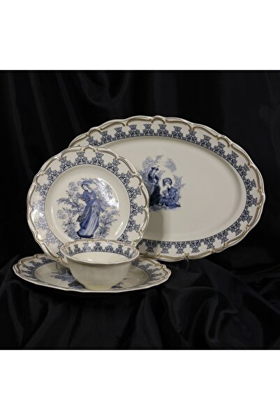 Zuccara Maison Vintage Desenli Porselen Yemek Takımı 56 Parça 12 Kişilik