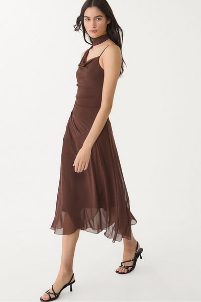 Stradivarius Asymmetric Halter Neck Midi Dress Adha