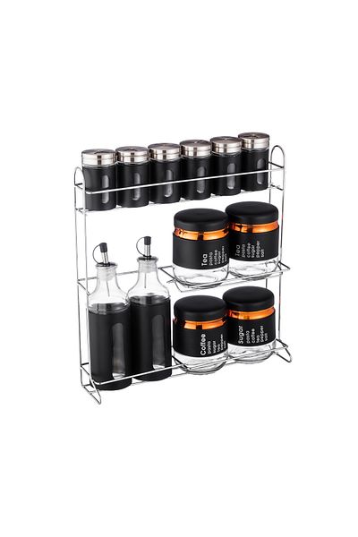ABAREEK 12-piece stainless steel glass spice jar set with oiler