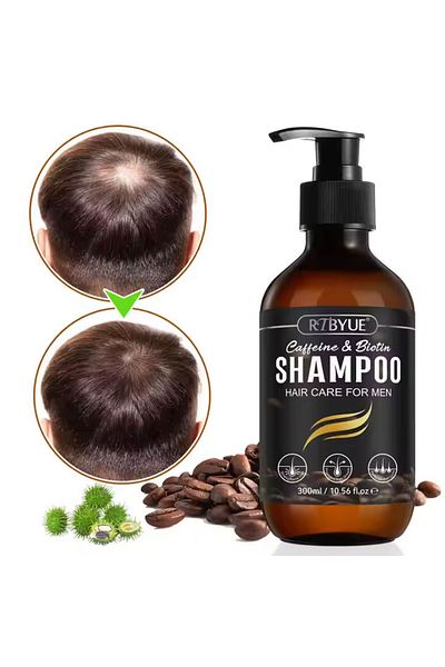 NOVA KISS Premium Men's Shampoo With Caffeine, Biotin, Castor Oil And Mint For Hair Growth, 300 ml
