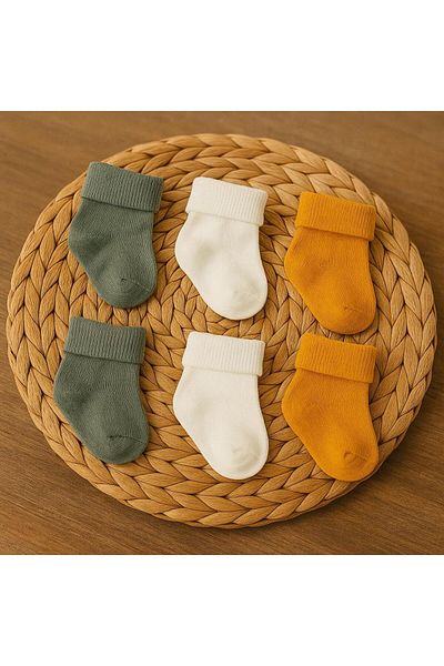 kidszone 100% Cotton 6-Piece Various Colors Baby Girl-Boy Unisex Newborn Baby Socks