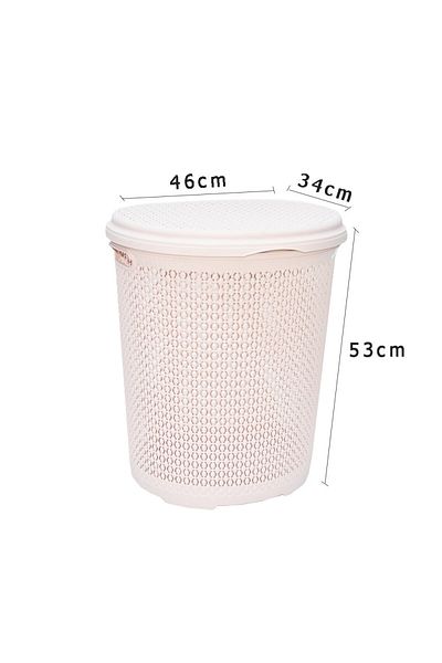 Generic Large plastic laundry basket with lid and handles in pink