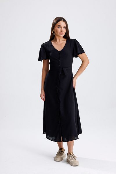 jöns since 1997 Women's V-Neck Belted Linen Long Dress