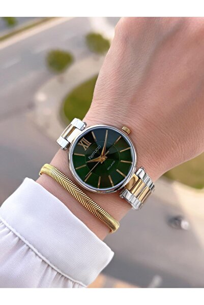 Ferrucci ساعة يد نسائية من زجاج الكريستال الأخضر Katran بطول 30 طنًا من الفول...