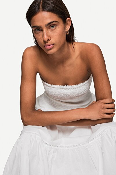 Bershka Flounce bandeau midi dress