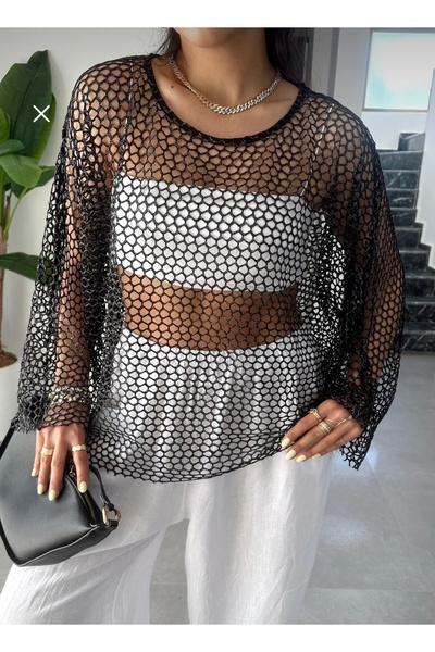 BEBE PLUS Sim detaylı Oversize File Bluz