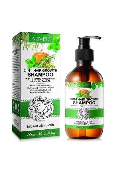 NOVA KISS 3 In 1 Shampoo With Rosemary Oil, Mint, Pumpkin For Hair Growth, 300 ml