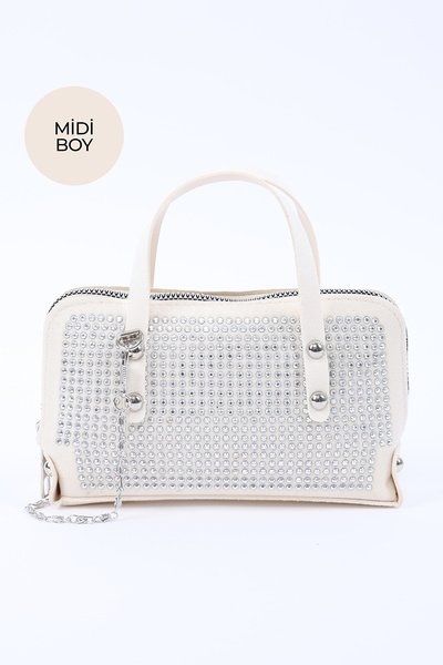 SHAKA Cremă Shk223, țesătură din piele intoarsa, cu fermoar, dimensiune mini,...