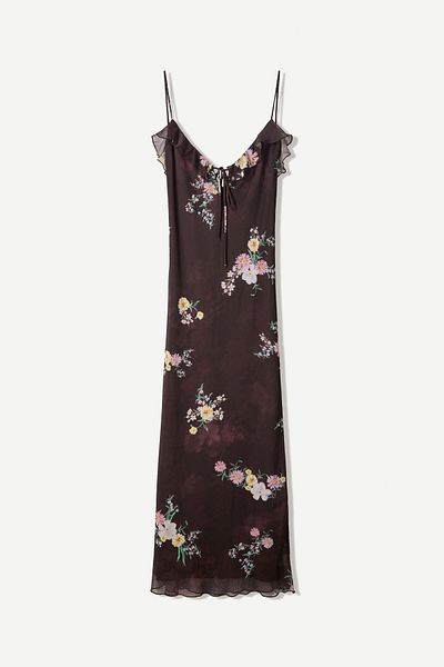 Bershka Printed strappy tulle dress