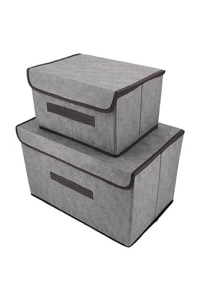 Primo Plus Pack Of 2 Foldable Storage Box With Lid Multicolour 36x23x24cm