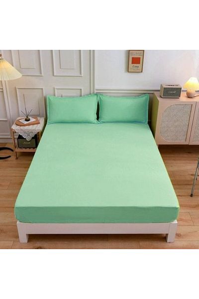 Bahar Tekstil Cearceaf de pat cu elastic si 1 fata perna, bumbac 100%, 120 x 200 cm, Verde