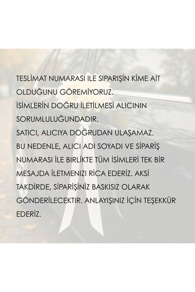 lafazan Kişiye Özel İsimli Gelin Arabası Kurdelesi / Düğün Gelin Araba Süsü Damat Bride Groom