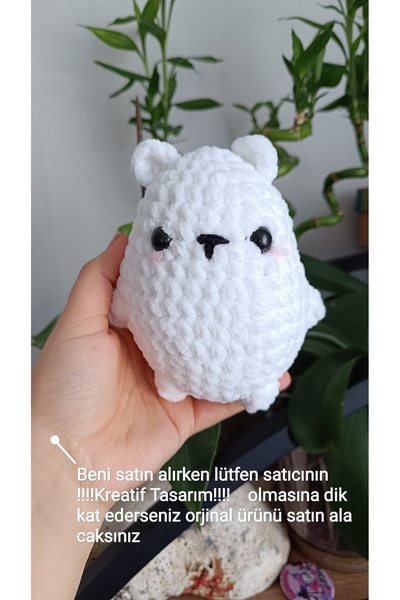 KREATİF TASARIM Amigurumi Beyaz Kutup Ayısı Peluş Oyun Arkadaşı