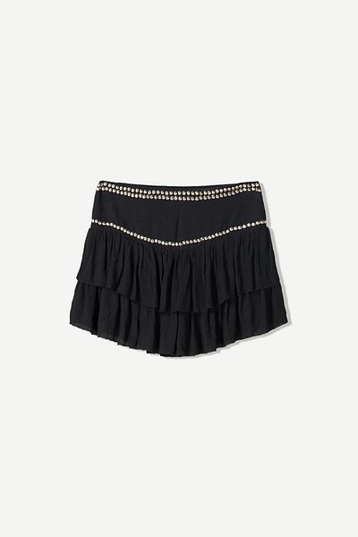 Bershka Ruffled mini skirt with studs