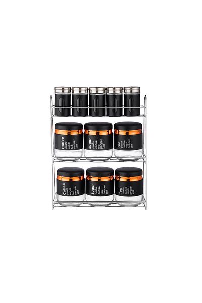 ABAREEK 11-piece stainless steel glass spice box set